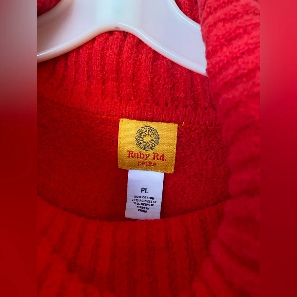 Ruby Rd. Vibrant Red Cowl Neck Sweater NWOT